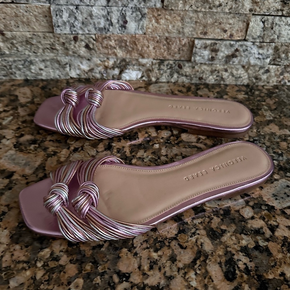 Veronica Beard Gemma Metallic Slide Sandal - Picture 4 of 9
